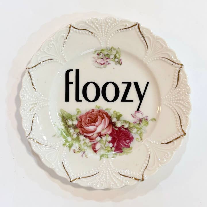 Vintage bandeplader - "floozy" for engroshandel hos Un Peche Mignon