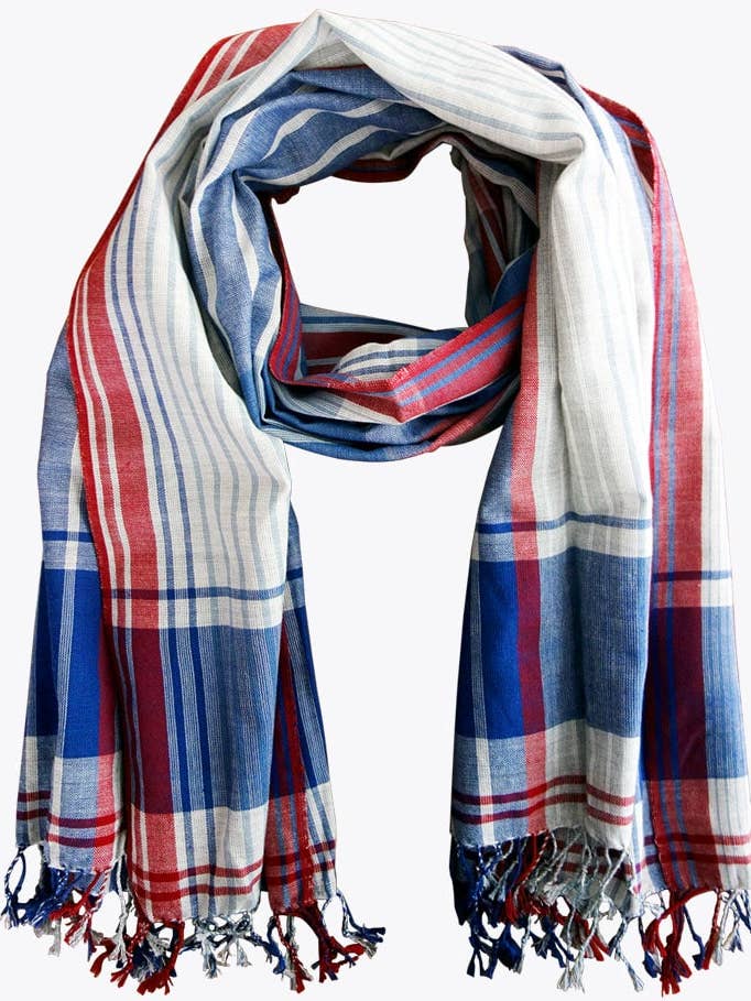 Pañuelo Krama Citizen de algodón con colores emblemáticos de Francia para venta al por mayor de Krama Krama