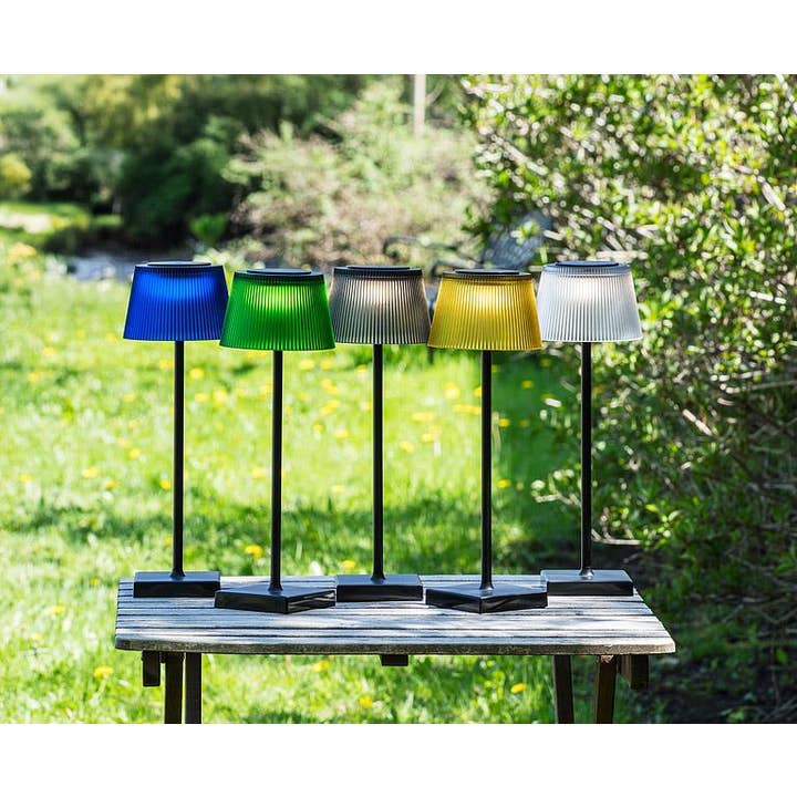 Abbott - Wholesale Accent/Desk Lamp - Fluted Green Shade LED Outdoor Table Lamp-15"H - Clearance1