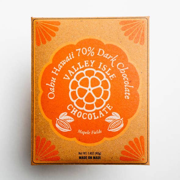 Oahu North Shore 70% Dark Chocolate 10 Case for wholesale by Valley Isle Chocolate