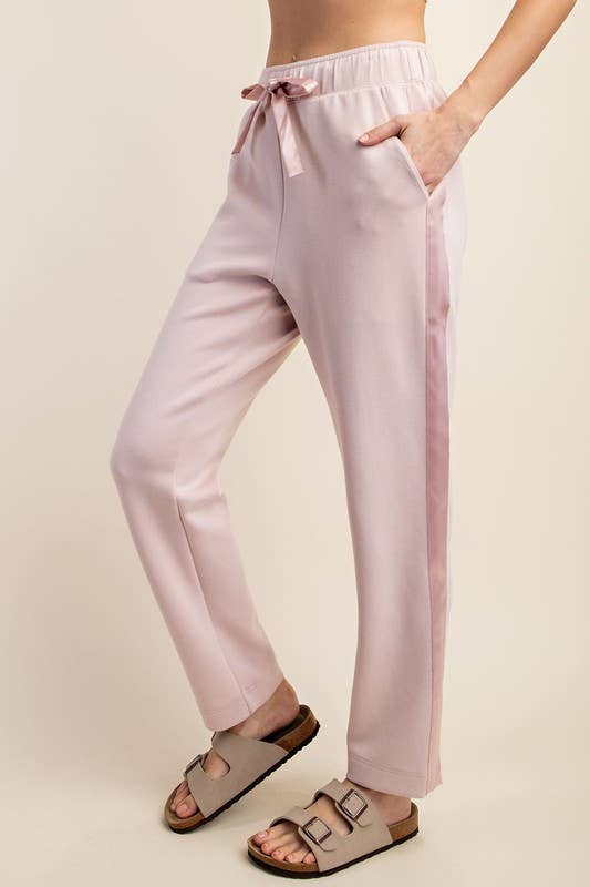 Sunday Morning - Wholesale Lounge Sweatpants/Joggers - Women's - P146237 Straight Leg Jogger with Side Satin Detail0
