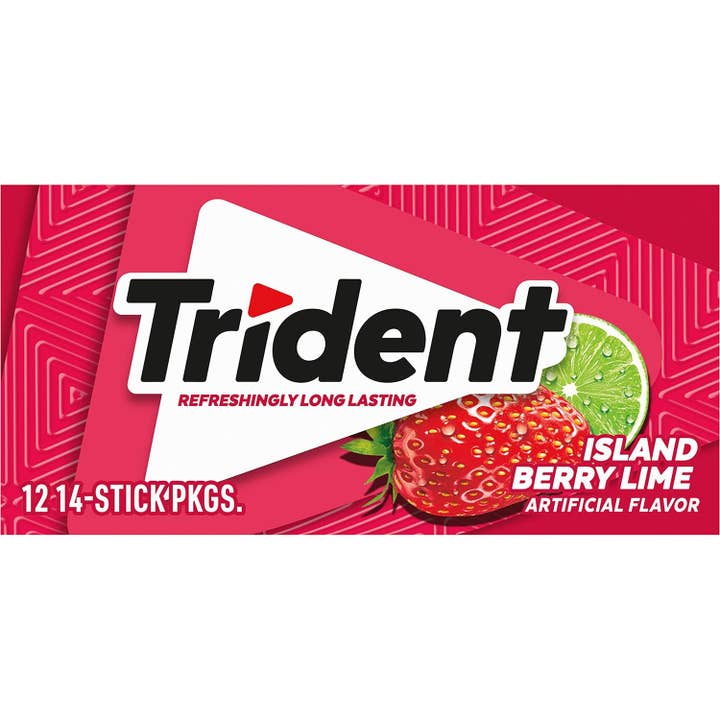 Snacky Candy - Wholesale Chewing Gum - Trident Island Berry Lime 14 pc 12 pack2