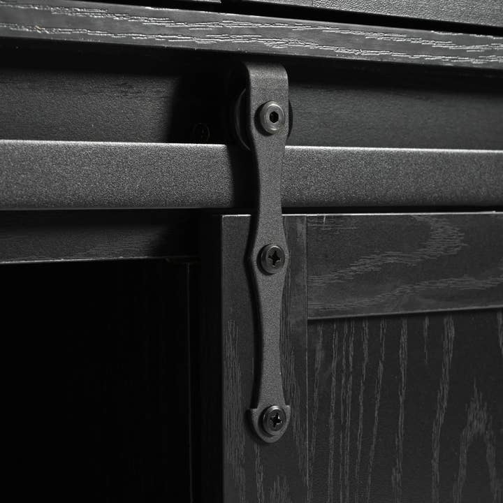 Orange County Decor - Wholesale Kitchen Storage/Organizer - K&K 53.7" Farmhouse Kitchen Island With Power Outlet, 2 Sliding Barn Door Kitchen Storage Island With Drop Leaf, Spice Rack Rolling Kitchen Cart On Wheels, For Home, Kitchen And Dining Room, Black35