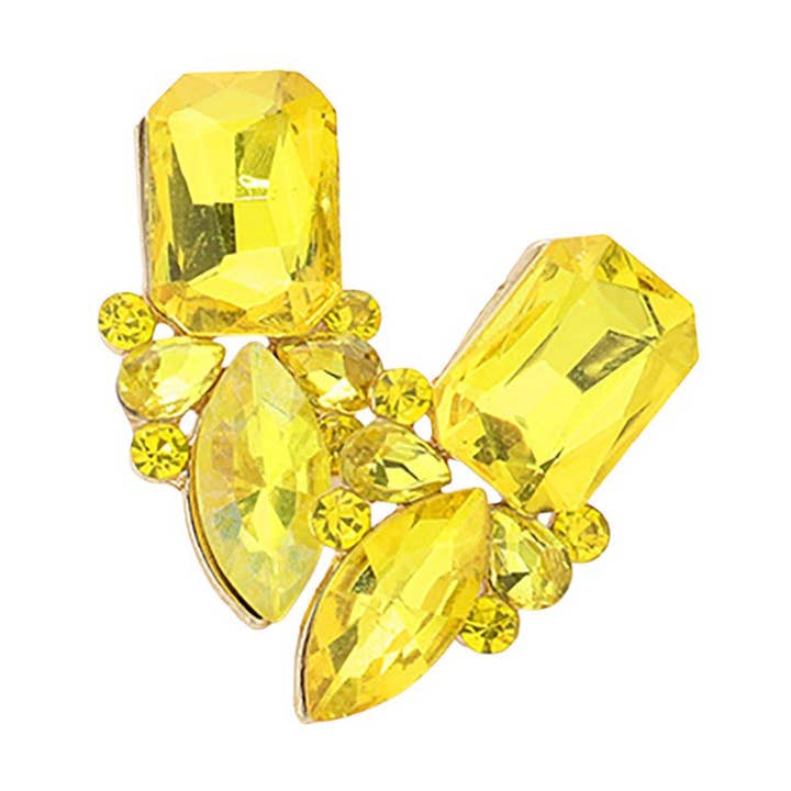 Square Marquise Stone Cluster Evening Earrings for wholesale by Pearl and Rox