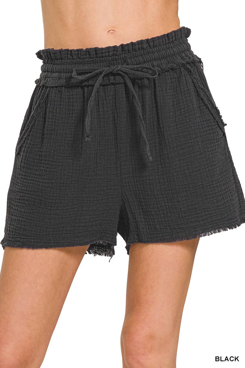 42POPS - Wholesale Shorts - Women's - ",,.._ Double Gauze Drawstring Shorts w/ Pockets2