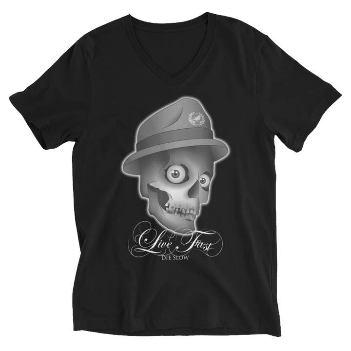LIVE FAST DIE SLOW kortærmet T-shirt til mænd med halsudskæring for engroshandel hos Locu Clothing