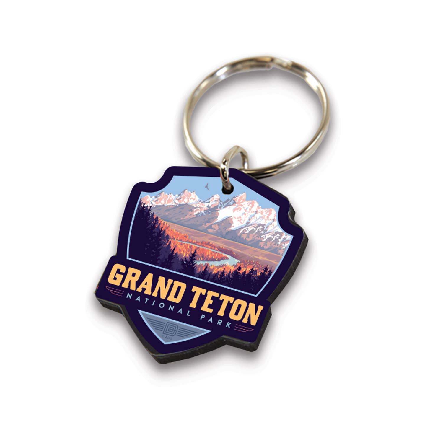 Tourist Courts - Wholesale Keychain - Unisex - Grand Teton Snake River Valley Emblem Wooden Key Ring1