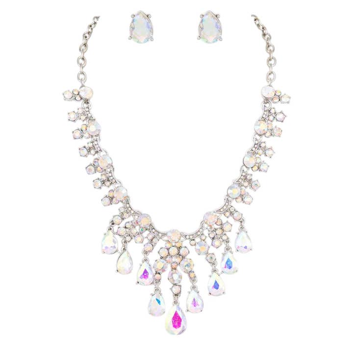 Parure de mariée avec collier pendentif goutte de cristal pour la vente par LA Jewelry Plaza