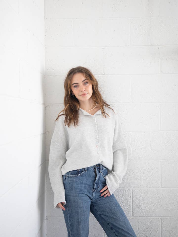 Light Grey Piper Cardigan for wholesale on Faire