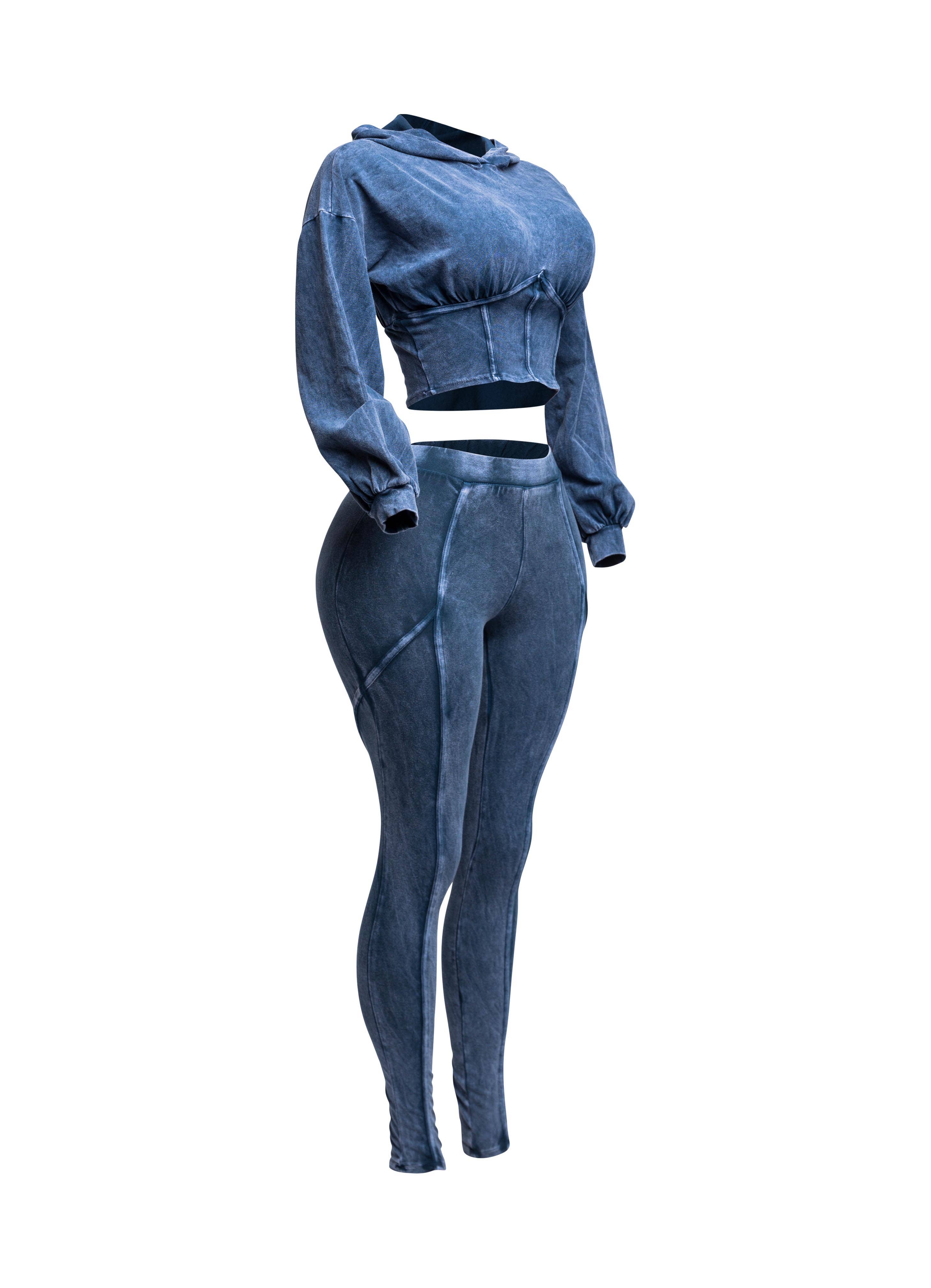 K Too - Wholesale Tops Set - Women's - Mineral washed hood top & leggings set15