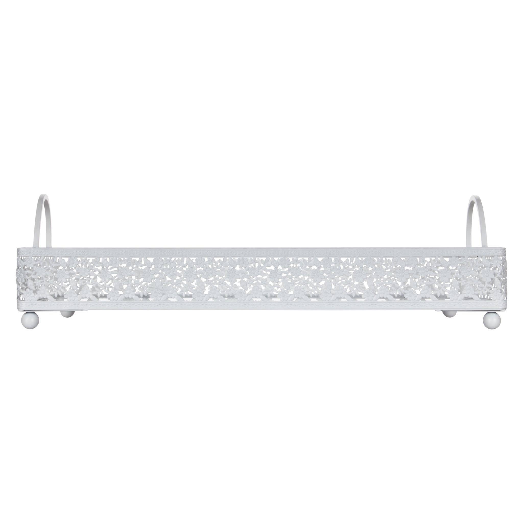 Amalfi Decor - Wholesale Serving Tray - Large Rectangular Metal Mirror-Top Serving Tray - White2