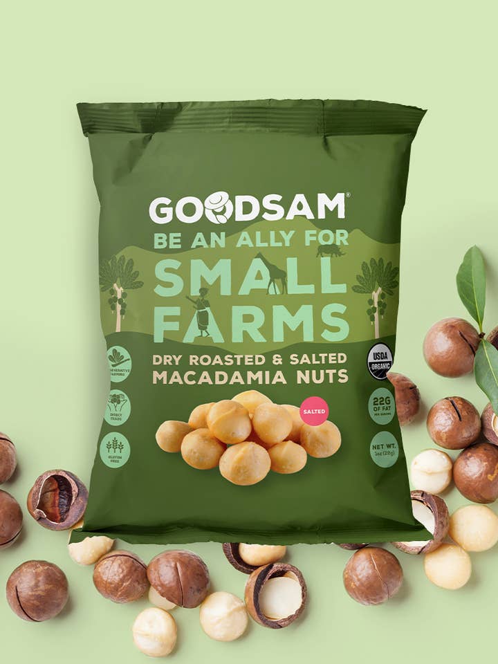 Organic Macadamia Nuts Salted, 1oz for wholesale by GoodSAM Foods
