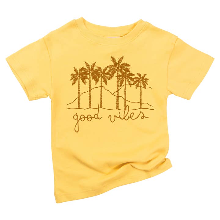 Spunky Stork - Wholesale Screen Printed T-Shirt - Kids - Good Vibes Palm Trees Organic Baby Bodysuit Kids Shirt