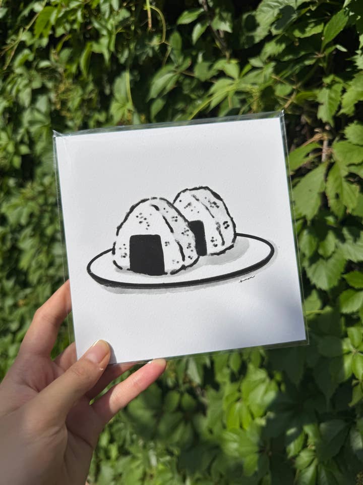 Onigiri Line Art Print for wholesale by Shayne Draws Food