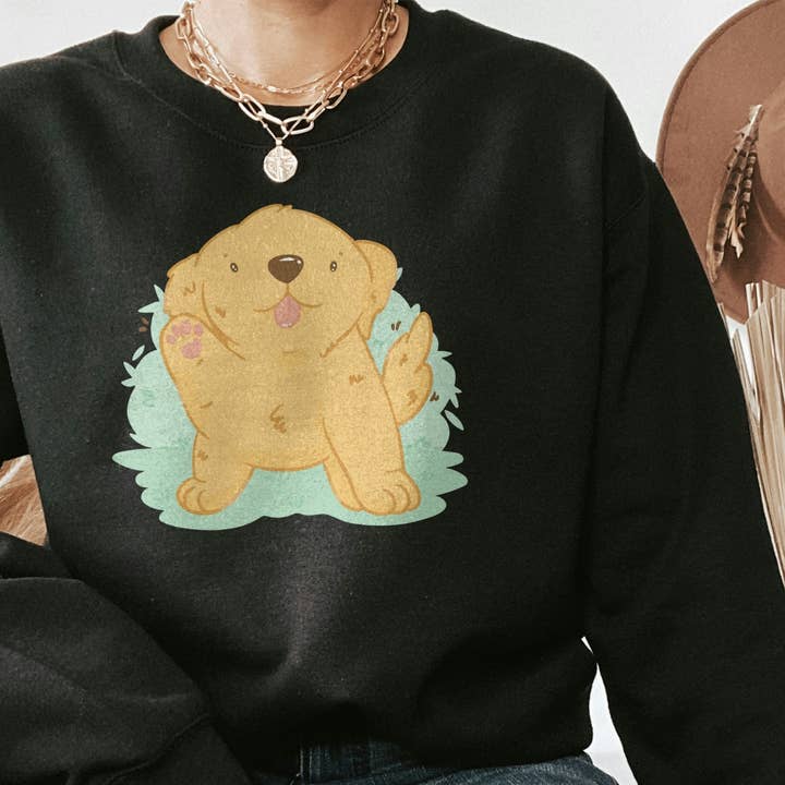 Kawaii Golden Retriever Puppy Sweatshirt & Crewneck for wholesale by PositiveParty