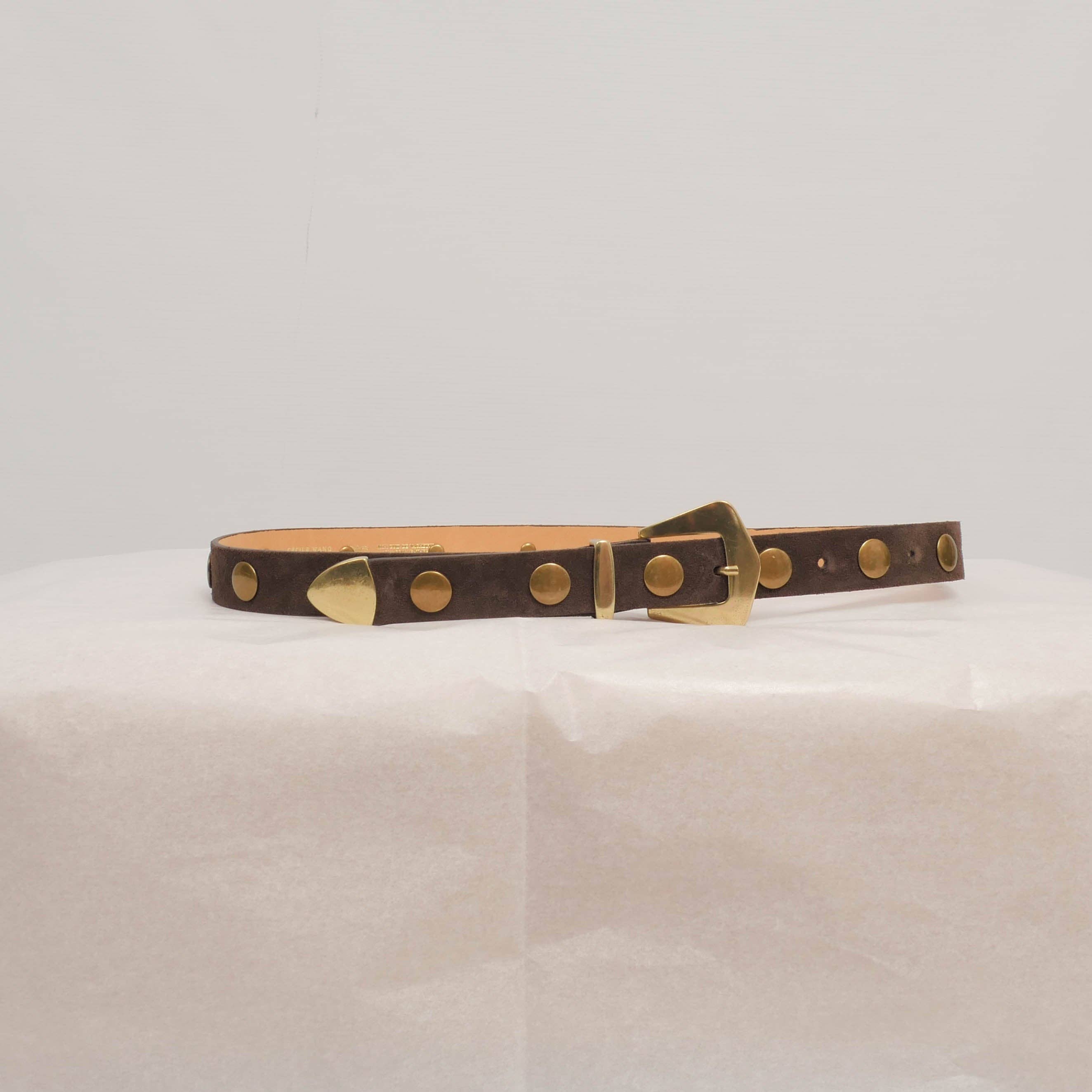 Cecile Wang - Vente Ceinture – femme - Ceinture en cuir daim cloutée 2,8 cm – BK01334