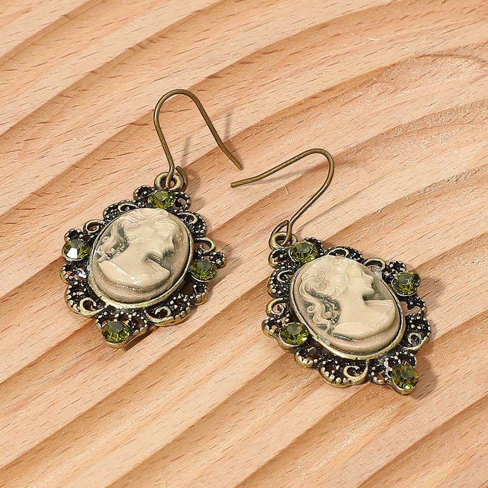 Sensibling Corp. - Venta al por mayor Pendientes colgantes - Pendientes colgantes vintage con camafeo y acento de cristal2