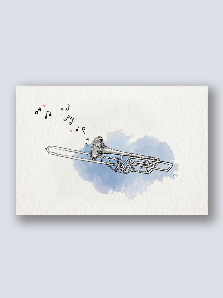 Slide Glide - Trombone - Instrument Greeting Card for wholesale by Benji's of Brooklyn