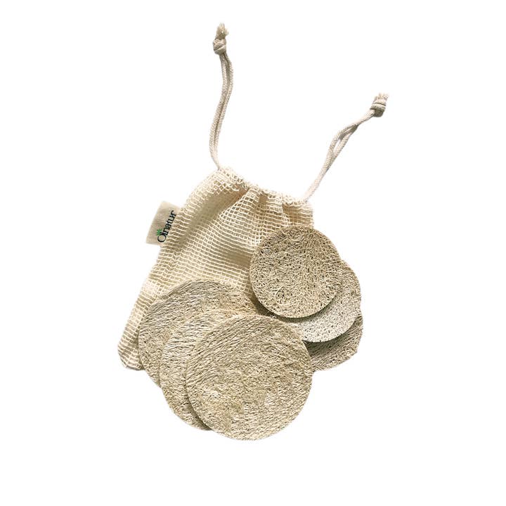 Olnatur Six Exfoliating Loofah Discs & Cotton Pouch for wholesale by Max-Link Solutions Ltd