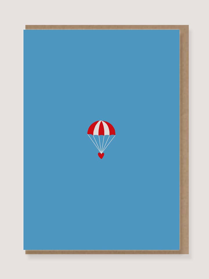 Klappkort - "Faldskærm med hjerte" for engroshandel hos LØTTEBOM