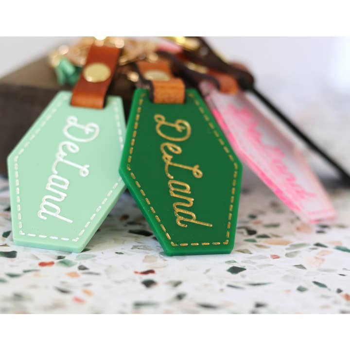 Poofy Cheeks - Wholesale Keychain - Women's - Custom Acrylic City Keychain - Cursive Font