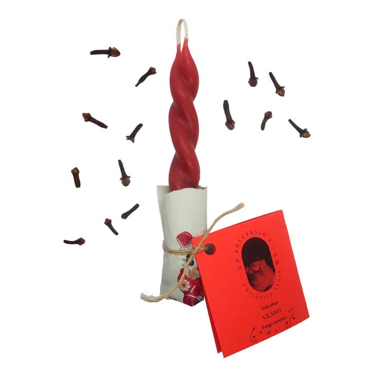 Antevasin´s Store - Vente Bougies/bougeoirs coniques - Bougie rituelle rouge NAILS pour couple (valeur et passion) tressée 13cm2