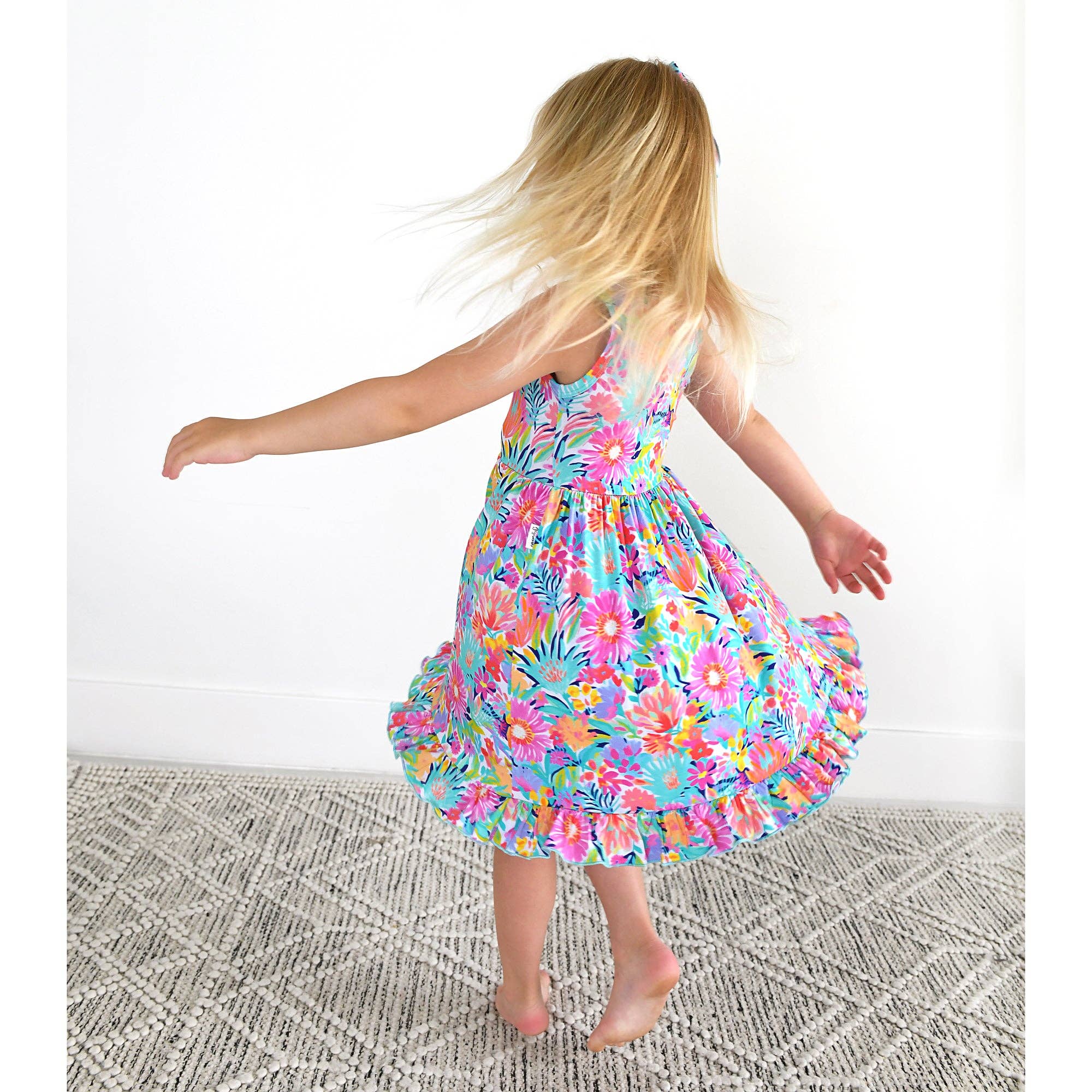 Gigi and Max - Wholesale Dress - Kids - Megan Floral Tank Twirl Dress Bamboo 5
