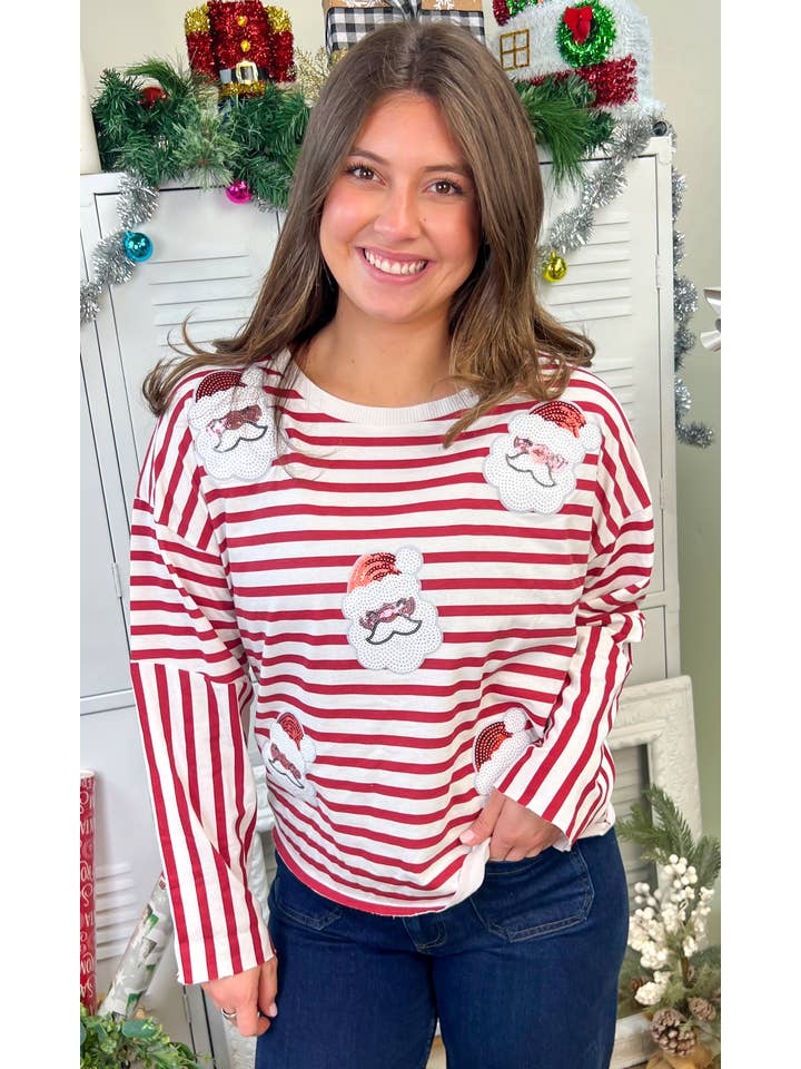 Sugar Stitch - Wholesale T-Shirt (Graphic) - Unisex - Santa Christmas Sequin Long Sleeve Edgy Graphic Shirt1