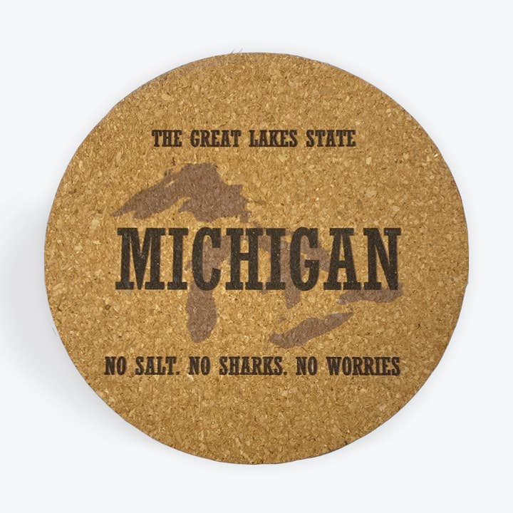 Cork Coaster- The Great Lakes State for wholesale by My State Designs