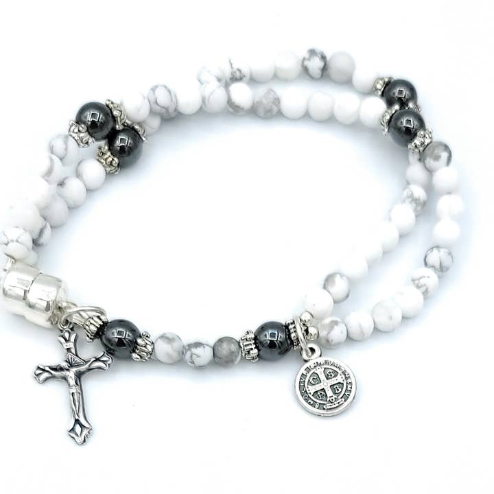 Frosted Howlite Wrist Rosary for wholesale by MG Rosary
