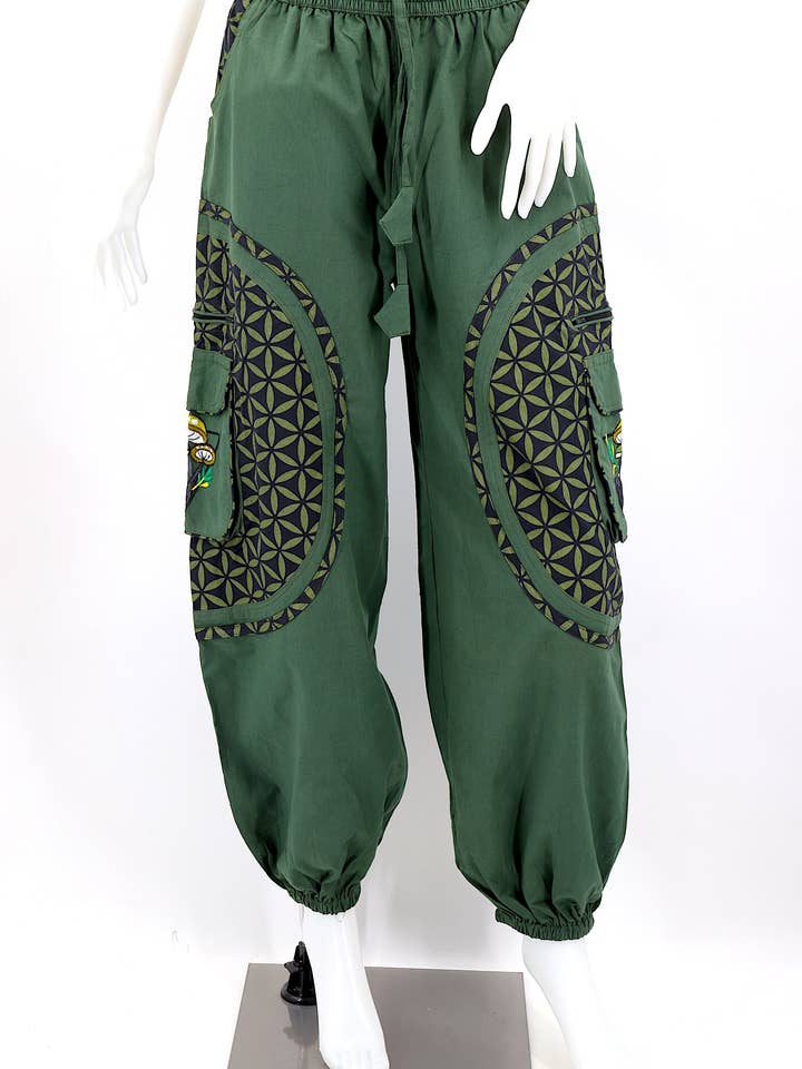 Himalaya Handmade - Wholesale Pants - Women's - Cotton Hippie Handmade Harem Mushroom Embroidered Bohemian Pants45