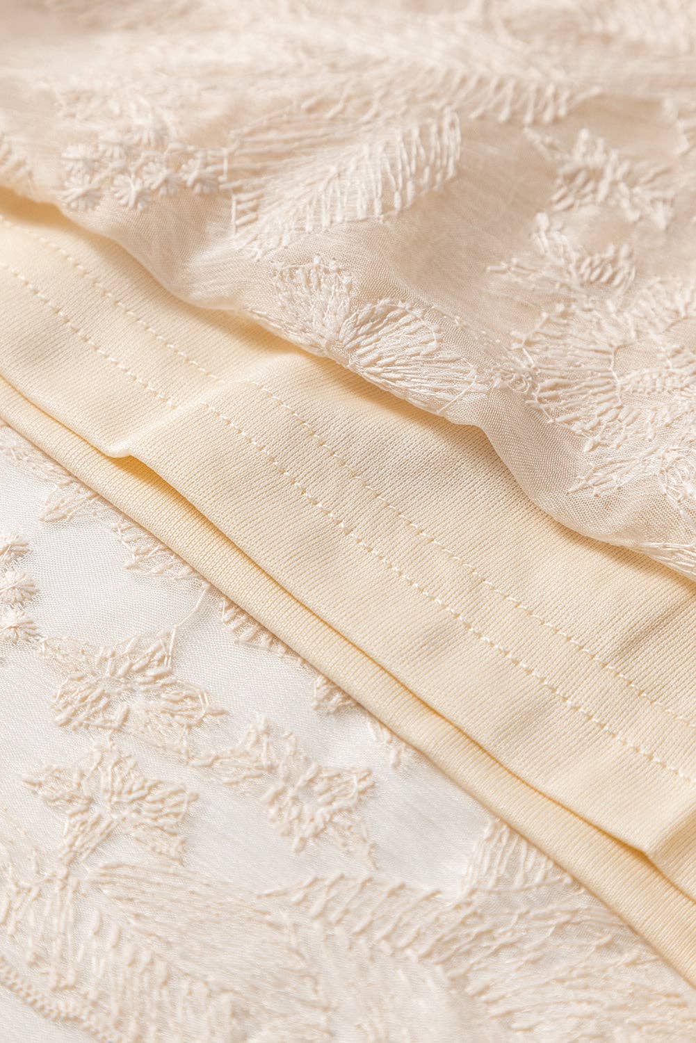 Oatmeal Embroidered Mesh Overlay Flowy Long Skirt for wholesale on Faire13