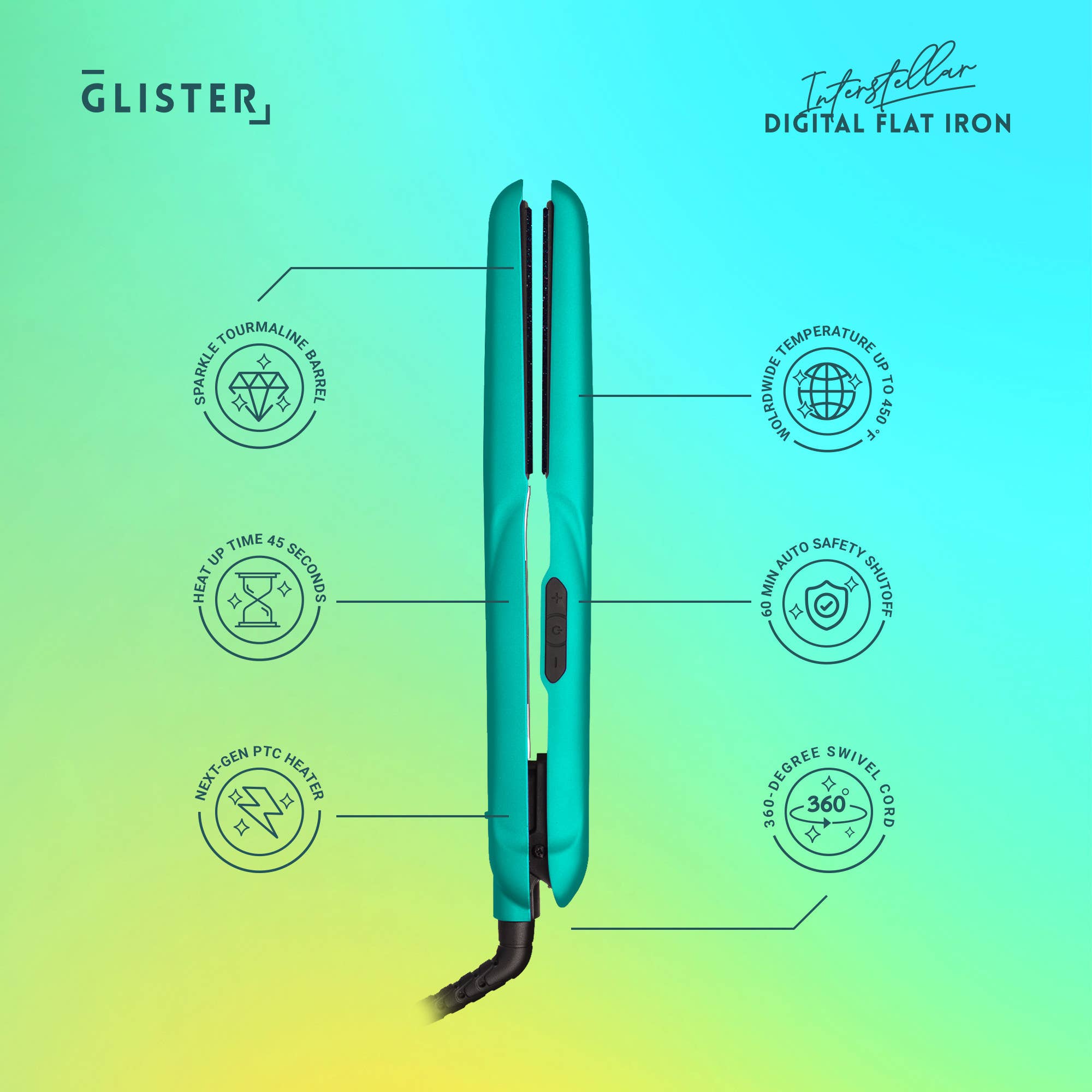 Glister - Wholesale Straightener/Flat Iron - Glister 1.25" Digital Tourmaline Flat Iron Purple w/ Display9