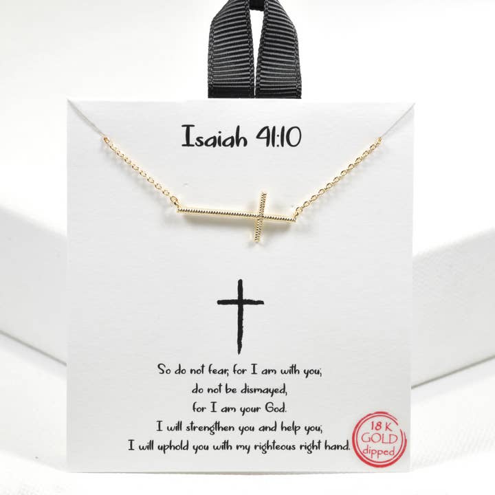 SOPHIA WHOLESALE - Wholesale Pendant/Charm Necklace - Isaiah 41 10 side cross necklace