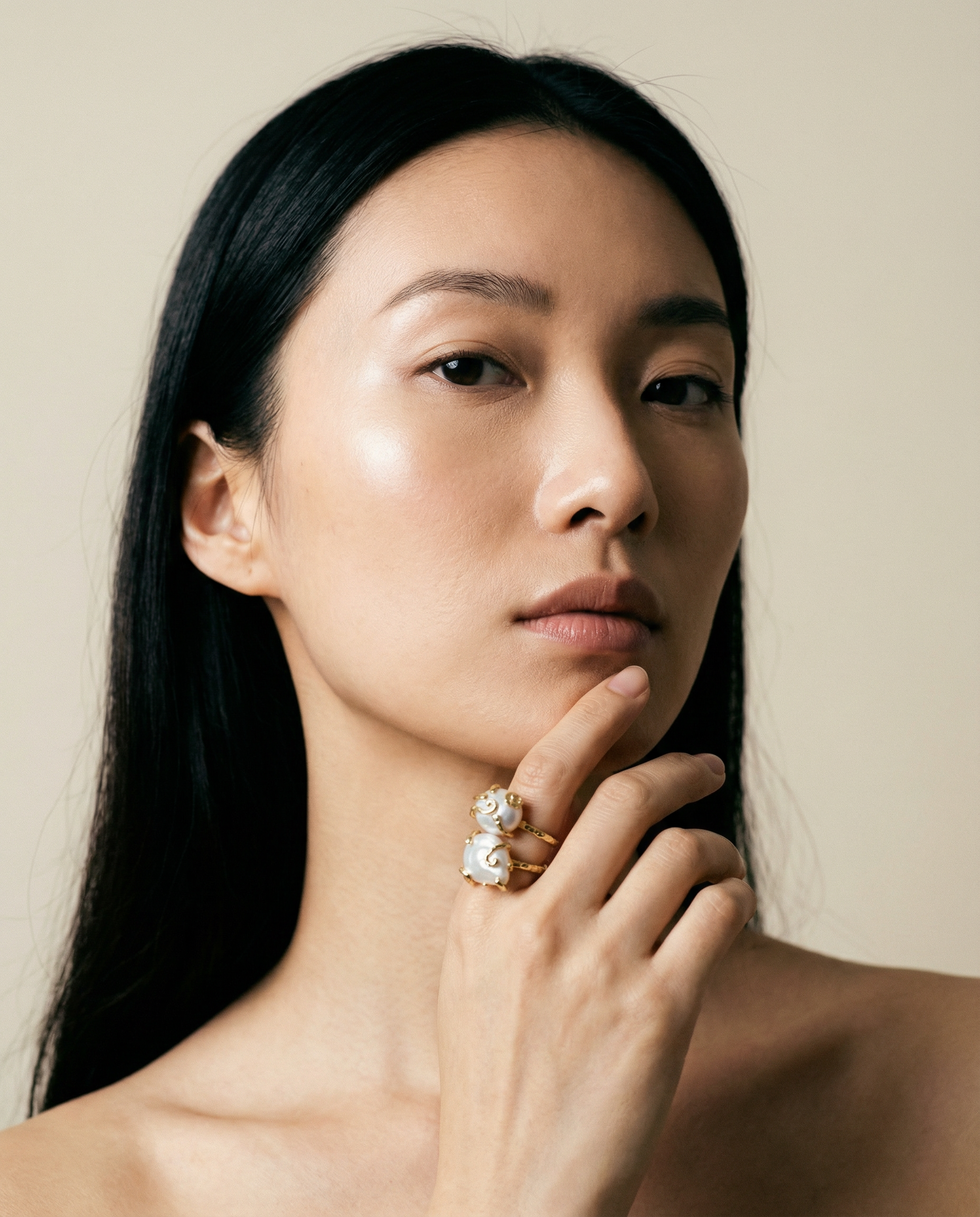 PHOEBE´S – wholesale Cocktail/statement ring – Open Ring with 18K Gold-Plated Baroque Pearls2