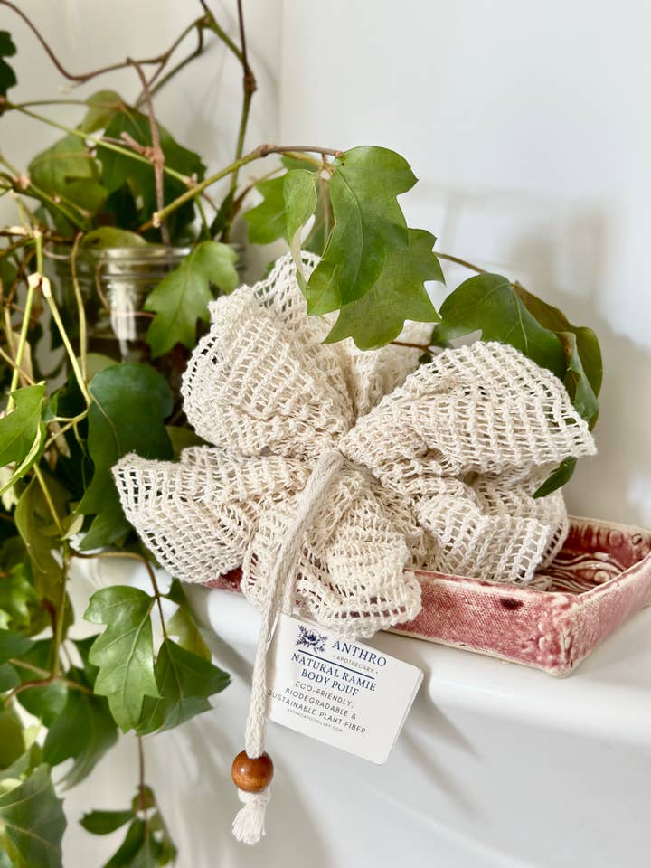 Ramie body pouf for wholesale by Anthro Apothecary