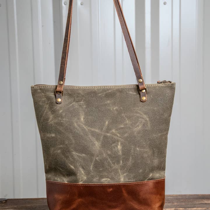 In Blue Handmade - Wholesale Tote bag – Women's - Essential Waxed Canvas and Leather Tote with Options10