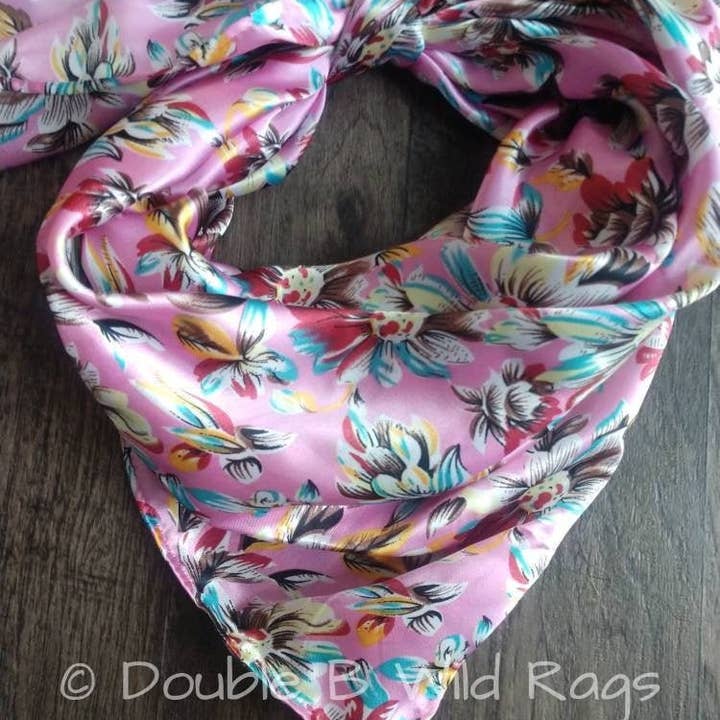 Double B Wild Rags - Wholesale Scarf - Women's - Wild Rag - Wild Daisy PINK Cowboy Western Neck Scarf Bandanna by Double B Wild Rags