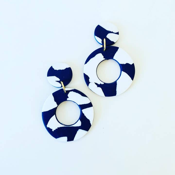 No Shrinking Violet - Wholesale Dangle Earrings - Catalina Earrings - White on Blue2