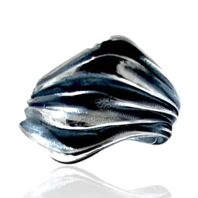 Anel prateado ondulado por atacado de AthenArt