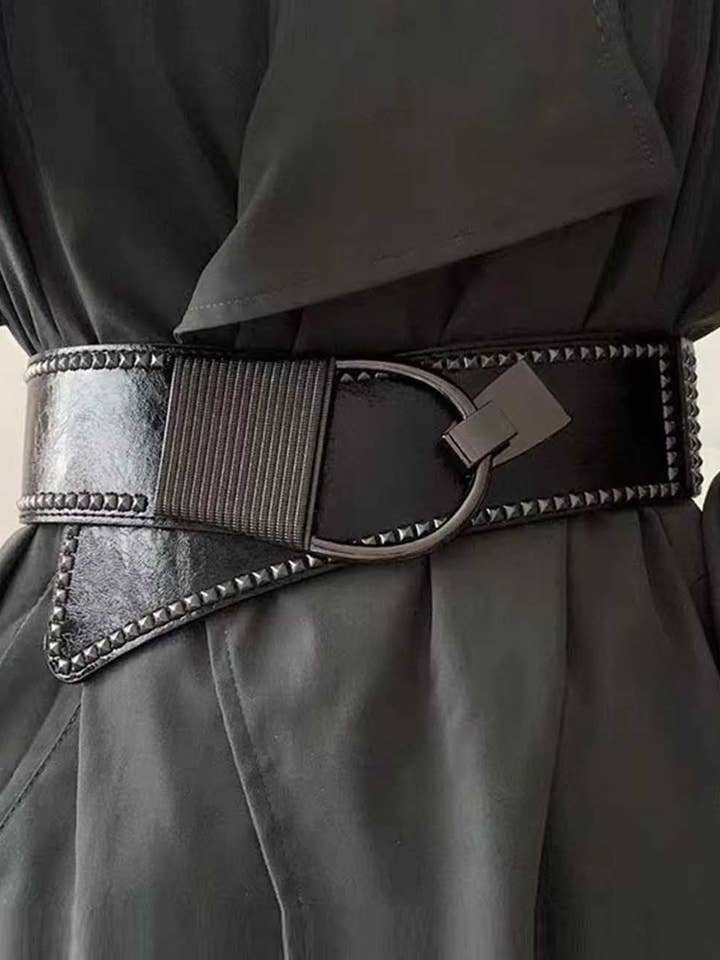Metal Stud Irregular Punk Button Belt DP25G447 for wholesale by Dipped Shop
