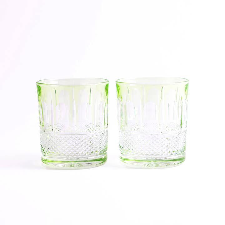 Francuz Crystal Tumblers - Sæt med 2 i lysegrøn for engroshandel hos EUtopia Design