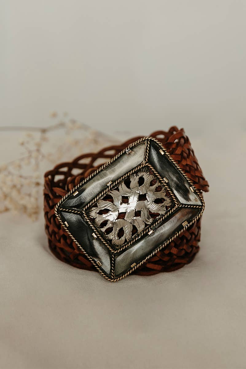 Lula Natura - Wholesale Belt - Women's - BROWN LEATHER BELT SQUARE EMPIRE5