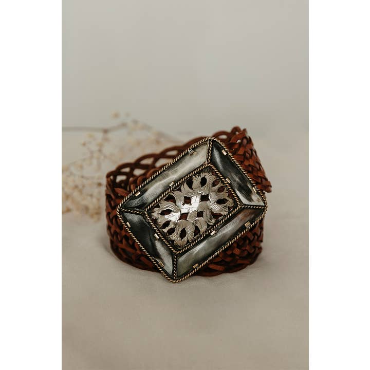 Lula Natura - Wholesale Belt - Women's - BROWN LEATHER BELT SQUARE EMPIRE5