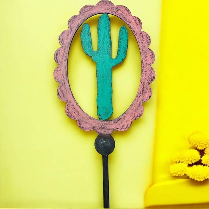 Lawn Cactus plant stake southwestern garden stake Western for wholesale by Whimsies