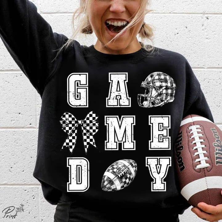 Cash & Drix Wholesale - Wholesale Graphic Sweatshirt - Women's - Game Day Checkered - Sweatshirt