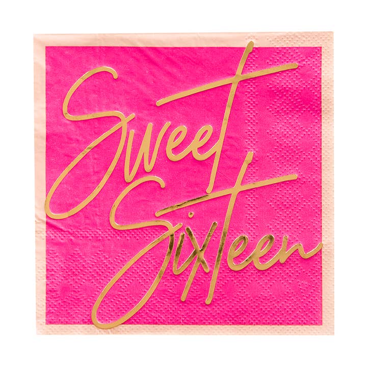 Milestone "Sweet Sixteen" Cocktail Napkins - 20 Pk. for wholesale by Jollity & Co. + Daydream Society