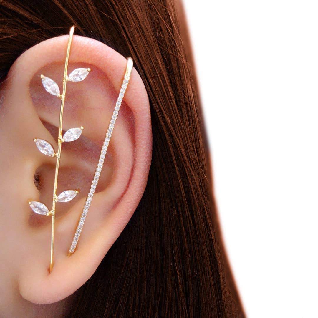 KIKICHIC - Wholesale Cuff/Wrap Earrings - CZ Diamond Bar Edgy Hook Pin Ear Cuff Earring1