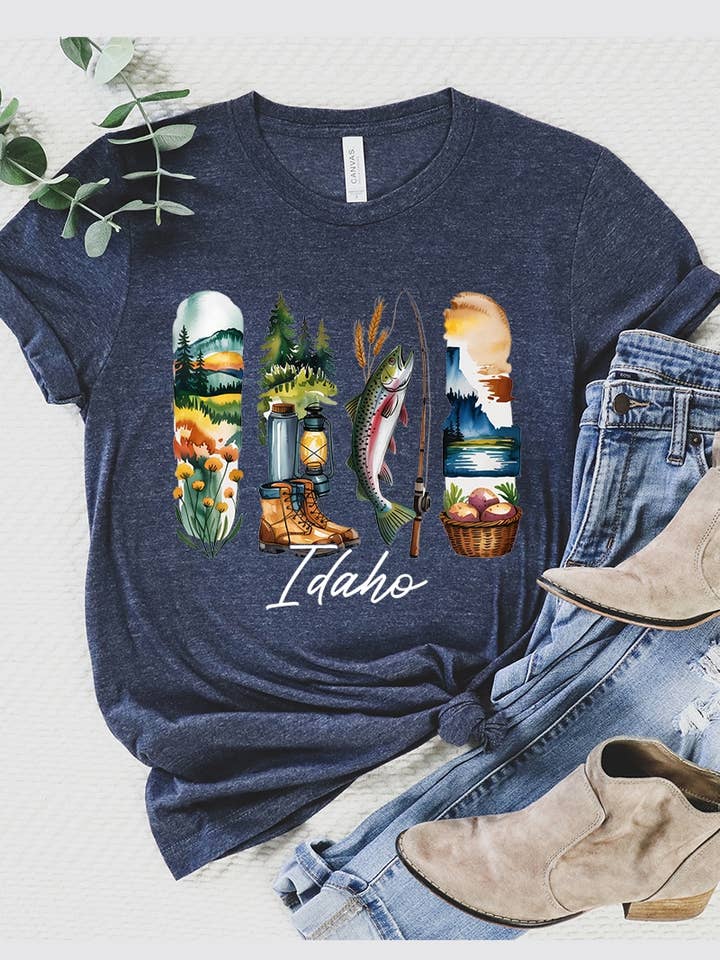 Idaho State Brushstroke Graphic Tee for wholesale by COLORBEAR
