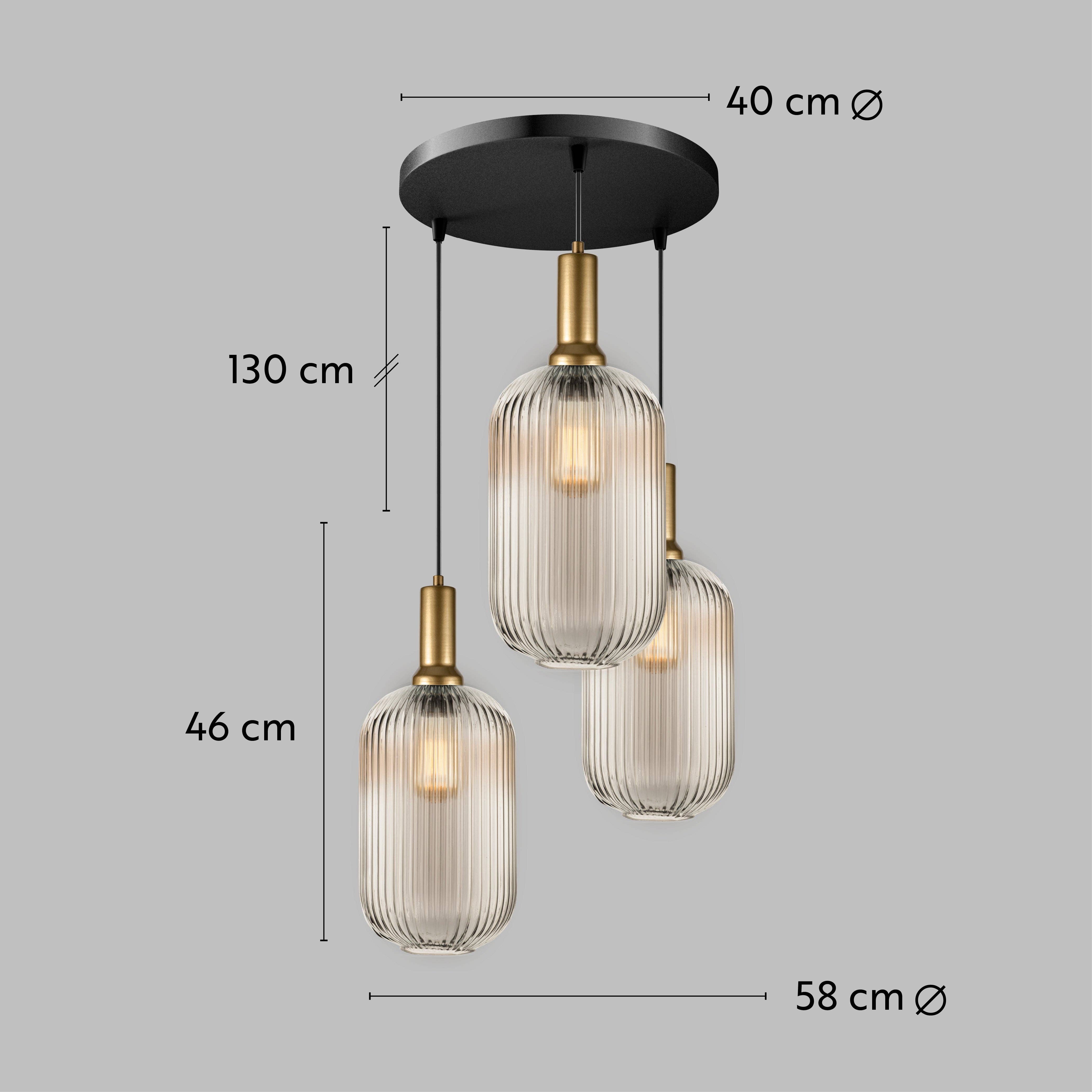 Eclipse Lighting - Wholesale Chandelier/Hanging Light - XL Amber Ribbed Glass Multi Pendant Light for Stairs, Mid-Century Modern Custom made Chandelier Light for Architects and Interior Designers7